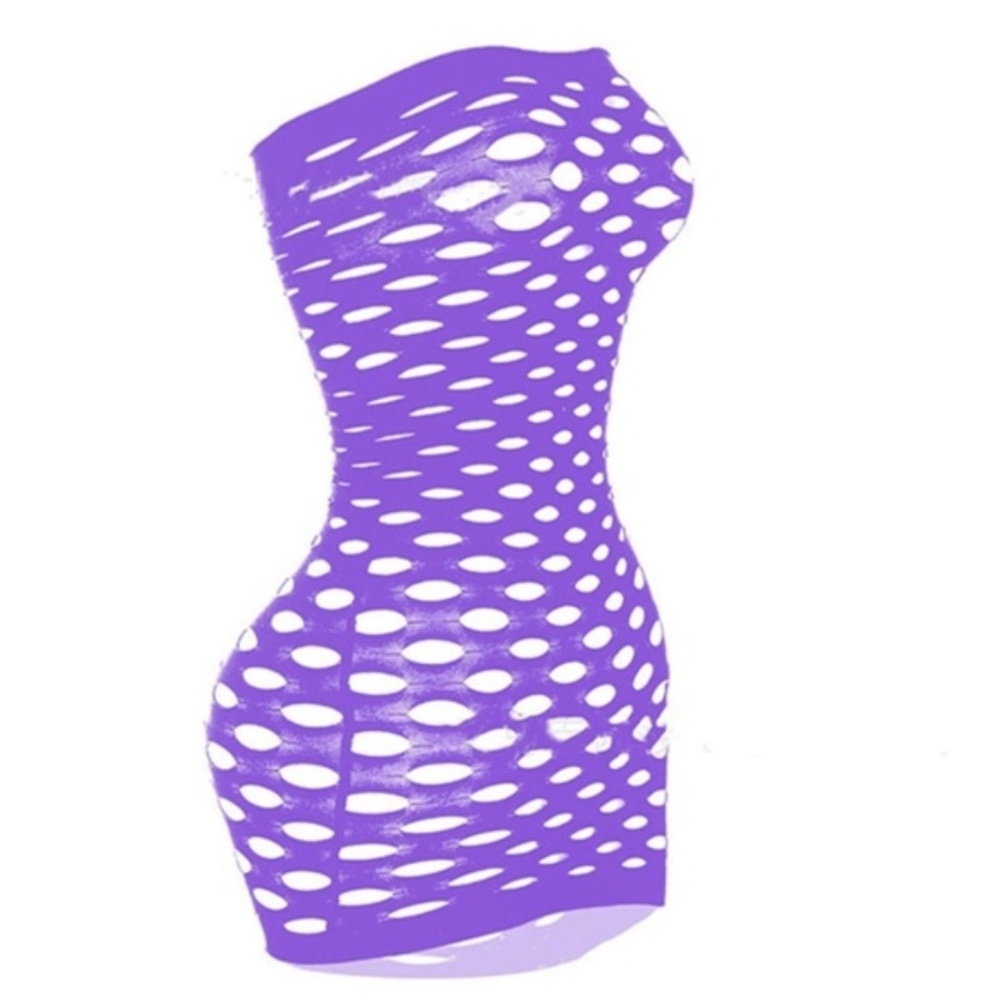 Light Purple Body con Hole dress. Fishnet Mini Dress one size fits all S to XXL